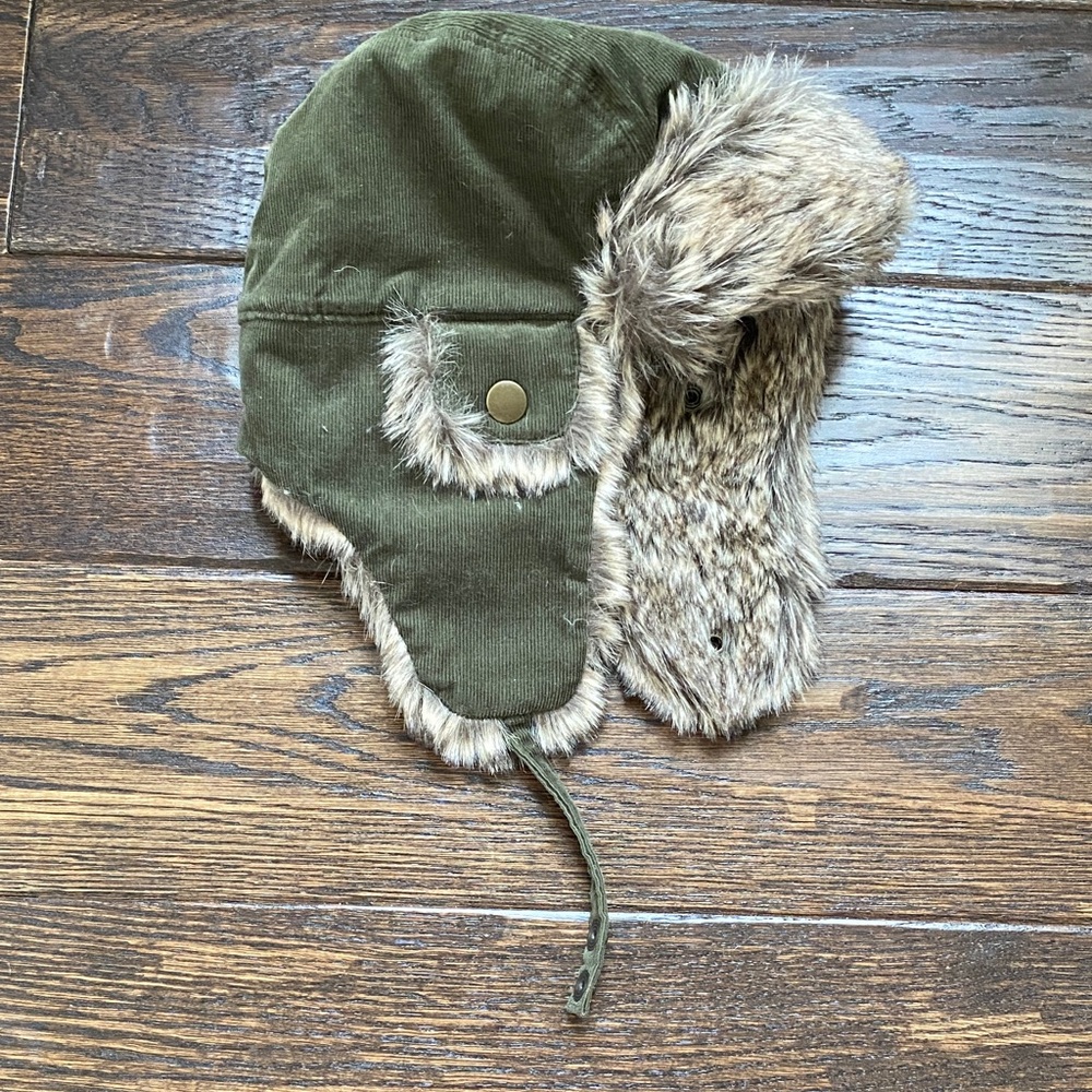 Janie and Jack Green Fur Trapper Hat